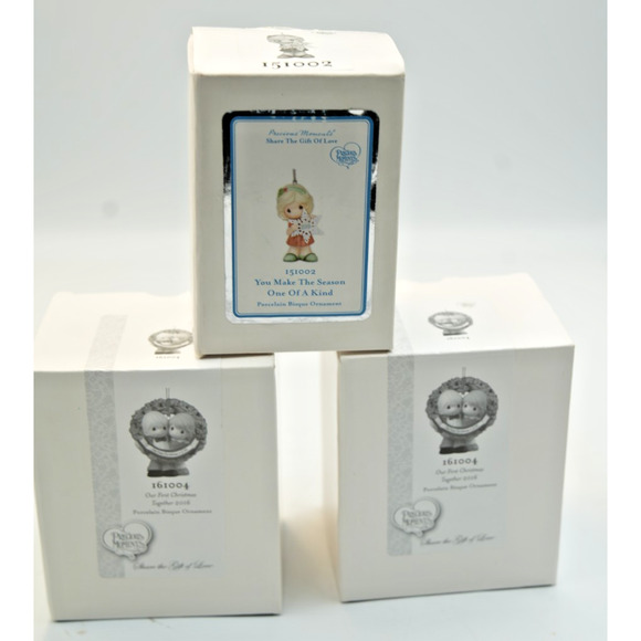 Precious Moments Porcelain Ornament Trio – 2015 & 2016 – Mint in Boxes - Picture 1 of 5